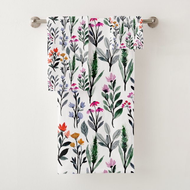 Botanical garden for nature lovers Elegant white  Bath Towel Set (Insitu)