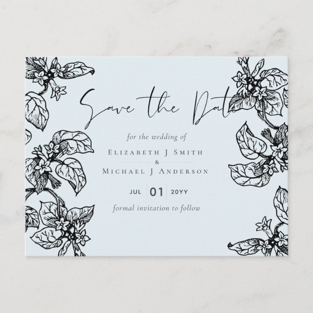Botanical Garden Leaves Budget Wedding Postcard (Front)