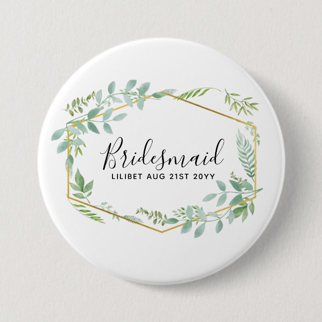 Botanical Garden Leaves Greenery Wedding 7.5 Cm Round Badge (Front)