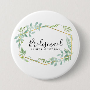 Botanical Garden Leaves Greenery Wedding 7.5 Cm Round Badge