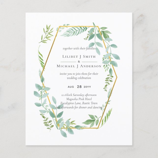 Botanical Garden Leaves Greenery Wedding Flyer (Front)