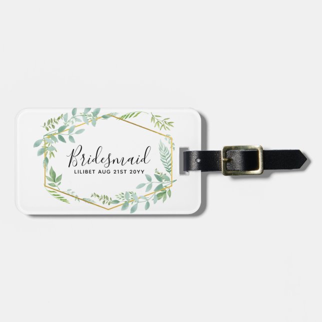 Botanical Garden Leaves Greenery Wedding Luggage Tag (Front Horizontal)