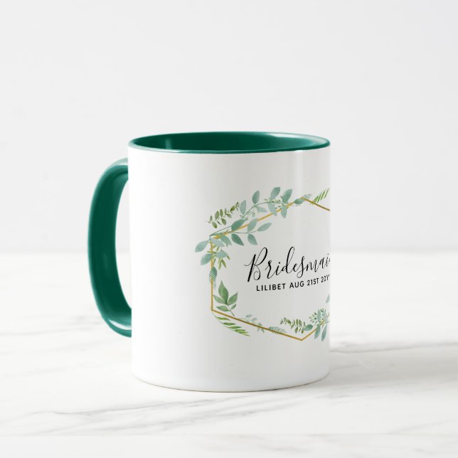 Botanical Garden Leaves Greenery Wedding Mug (Front Left)