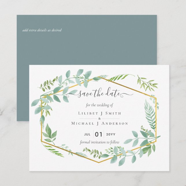 Botanical Garden Leaves Greenery Wedding Postcard (Front/Back)