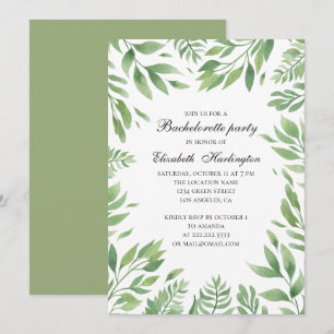 Botanical garden leaves. Summer bachelorette party Invitation