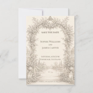 Botanical Garden Line Art Wedding Save The Date