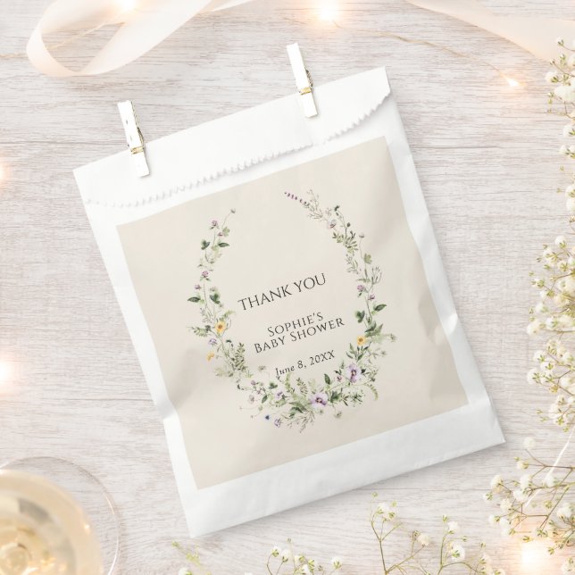 Botanical Garden Little One In Bloom Baby Shower Favour Bags (Clipped)
