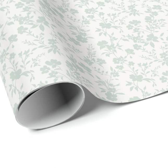 Botanical Garden Muted Sage - Neutral  Wrapping Paper (Roll Corner)