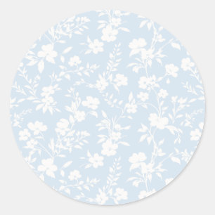Botanical Garden Neutral - Powder Blue Classic Round Sticker
