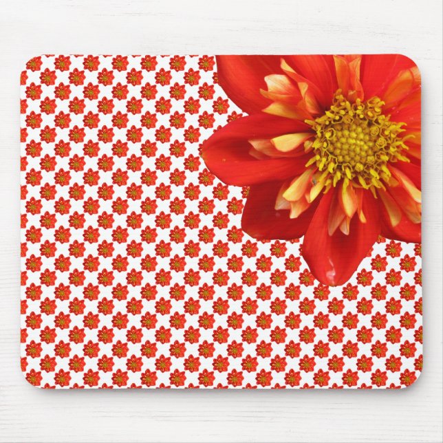 Botanical Garden Orange Dahlia Flower Mouse Mat (Front)