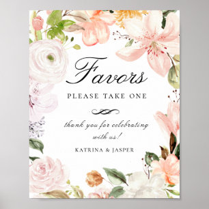 Botanical Garden Pastel Floral Favour Wedding Sign