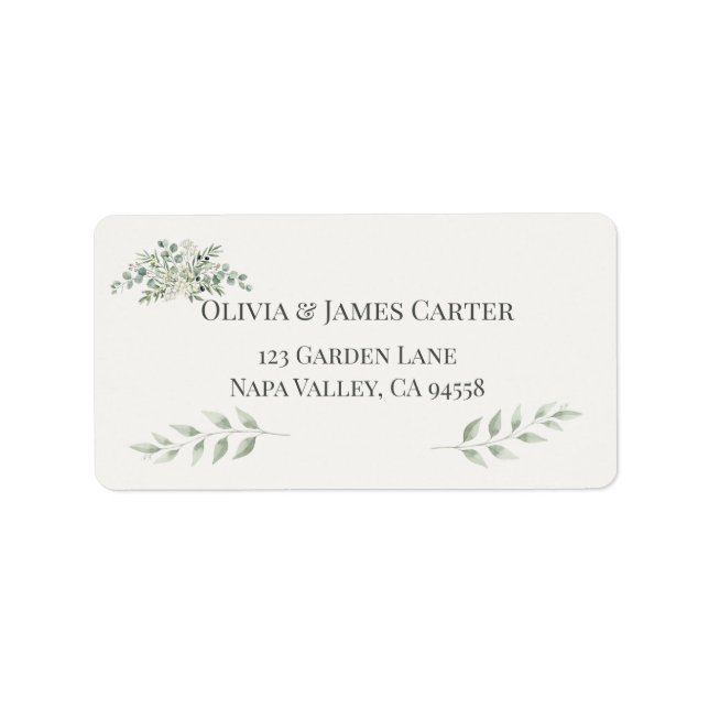 Botanical Garden Romance Wedding Address Labels (Front)