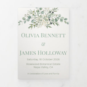 Botanical Garden Romance Wedding Tri-Fold Programme