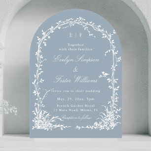 Botanical Garden Romantic Wedding Dusty Blue Arch  Invitation