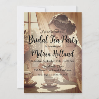 botanical garden tea party bridal shower invitation