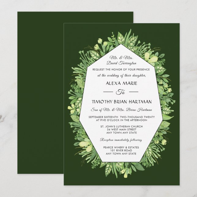 Botanical Garden Traditional Wedding Invitation (Front/Back)