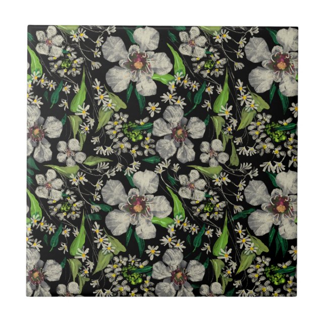 Botanical Garden – Vintage Floral Pattern Tile (Front)