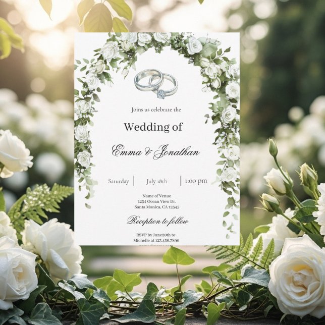 Botanical garden with ring Wedding Invitation (Creator Uploaded)