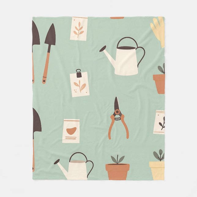 Botanical Gardening Accessories Pattern Fleece Blanket (Front)