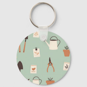 Botanical Gardening Accessories Pattern Key Ring