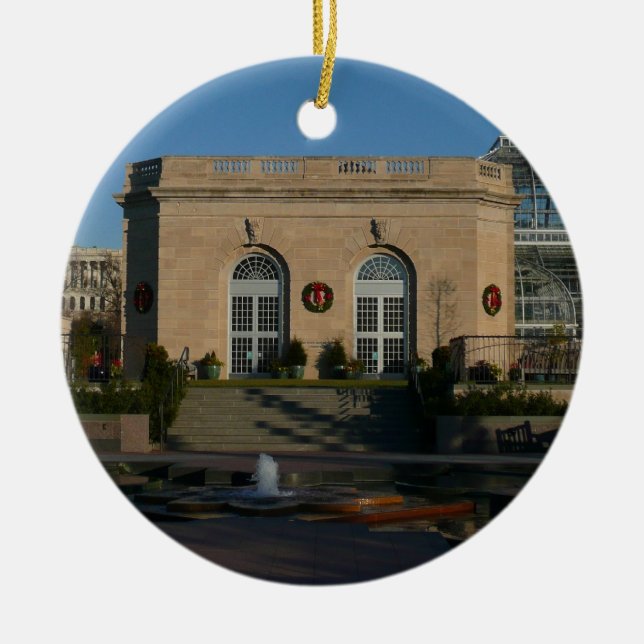 Botanical Gardens at Christmas in Washington DC Ceramic Tree Decoration (Front)