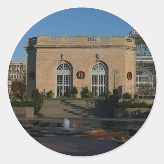 Botanical Gardens at Christmas in Washington DC Classic Round Sticker (Front)