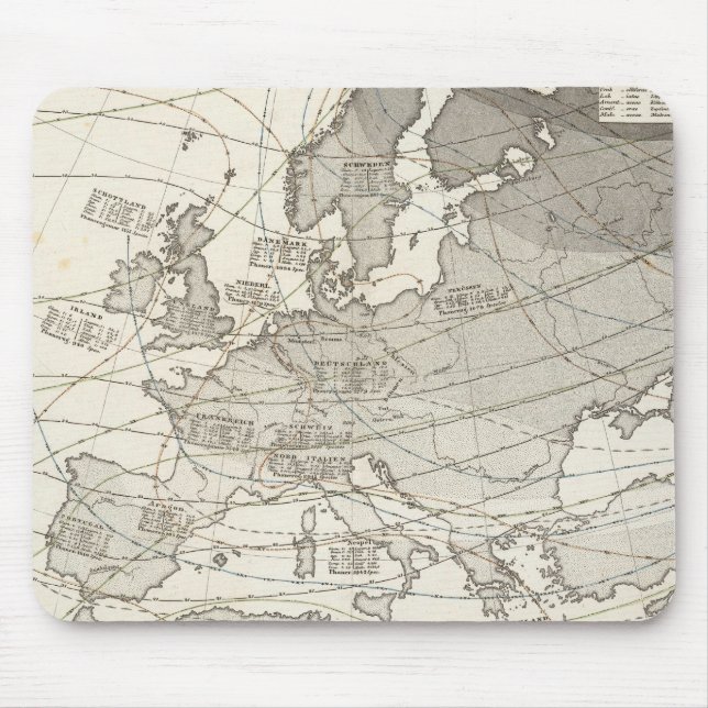 Botanical geographical statistical map of Europe Mouse Mat (Front)