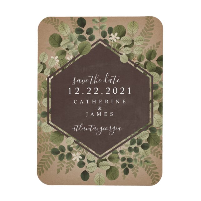 Botanical Geometric Chalkboard Wedding Magnet (Vertical)