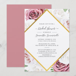 Botanical Geometric Rose Gold Floral Bridal Shower