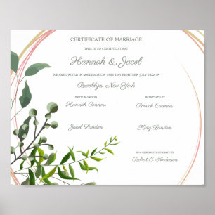 Botanical Geometric with Leaves Wedding Design Poster