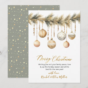 Botanical Glass Ornament Non Photo Merry Christmas Holiday Card