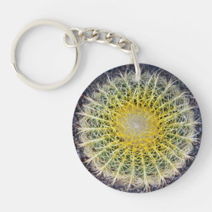 Botanical Globe Cactus Plant Photo Key Ring