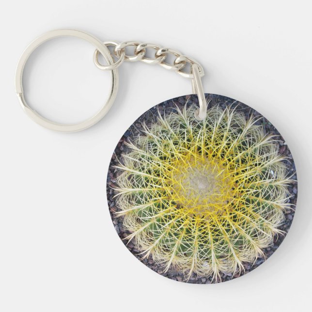 Botanical Globe Cactus Plant Photo Key Ring (Front)