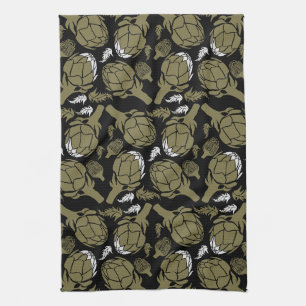 Botanical Gold Artichoke Art Decor Tea Towel