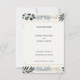 Botanical Gold Border Save The Date Card