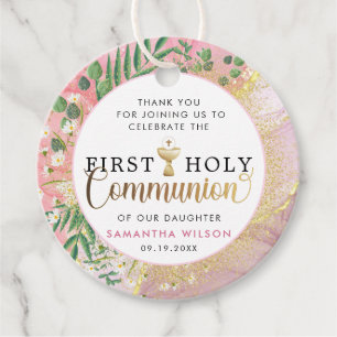 Botanical Gold First Holy Communion Thank You Favour Tags