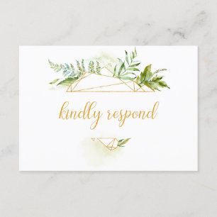 Botanical Gold Geometric Crystal RSVP Card