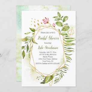 Botanical Gold Geometric Frame Bridal Shower Invitation