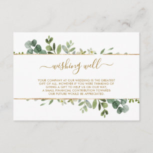Botanical Gold & Green Wedding Wishing Well Enclosure Card