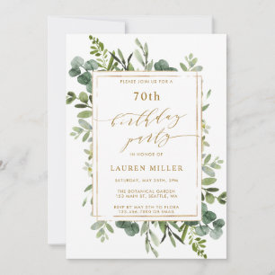 Botanical Gold Greenery Birthday Party Invitation