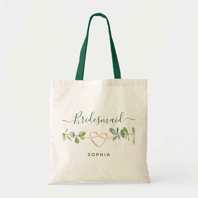 Botanical Gold Greenery Bridesmaid Tote Bag (Front)