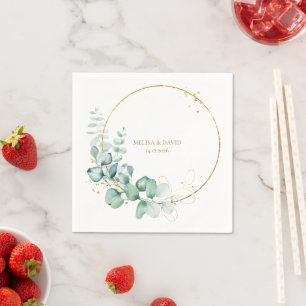 Botanical Gold Greenery Eucalyptus  Napkin