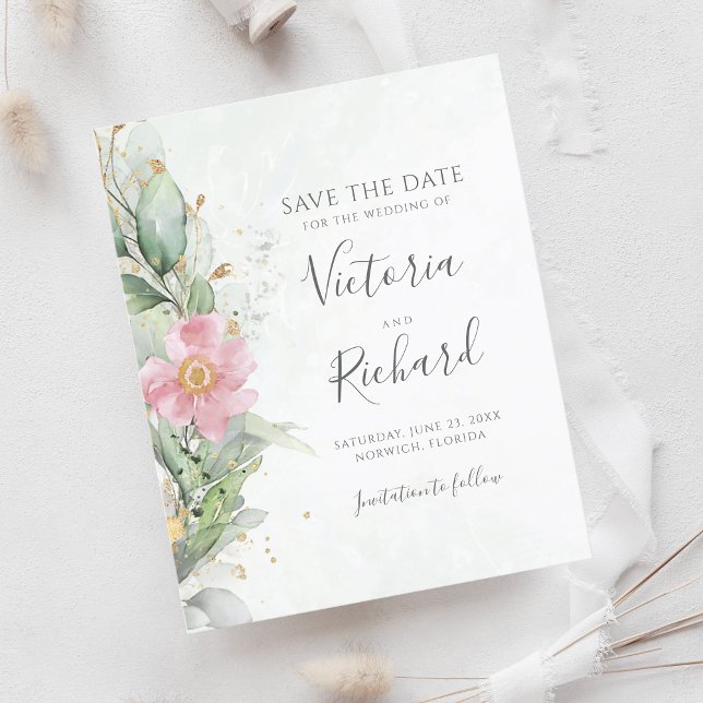 Botanical Gold Greenery Eucalyptus Save The Date (Creator Uploaded)