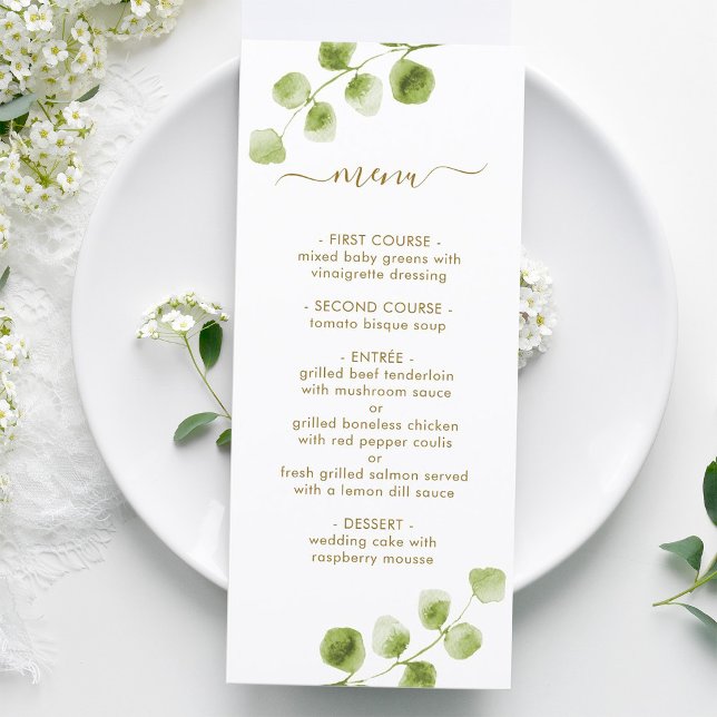 Botanical Gold Greenery Menu Card (Creator Uploaded)