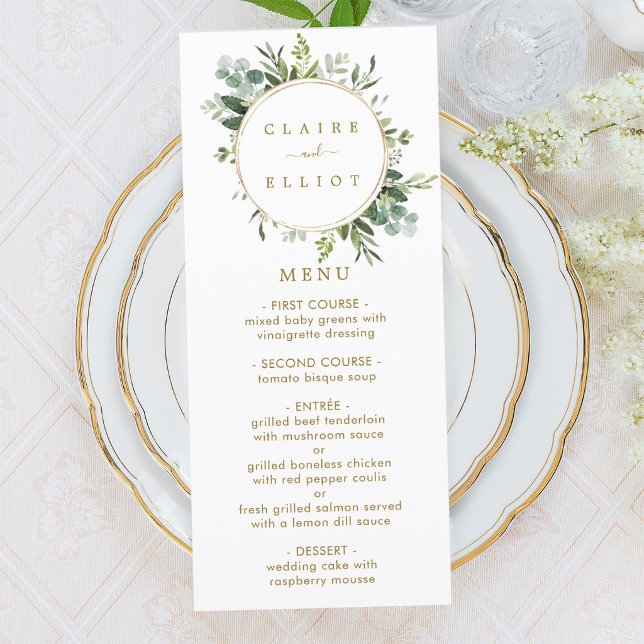 Botanical Gold Greenery Menu Card (Creator Uploaded)