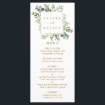 Botanical Gold Greenery Menu Card<br><div class="desc">This menu card features painted watercolor eucalyptus greenery,  green leaves with a gold square frame. For more advanced customisation of this design,  Please click the "Customise further" link.  Matching items are also available.</div>