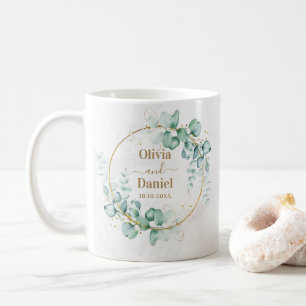 Botanical Gold Greenery Personalise For Wedding Coffee Mug