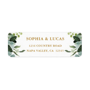 Botanical Gold Greenery Return Address Label
