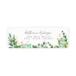 Botanical Gold Greenery Return Address Label