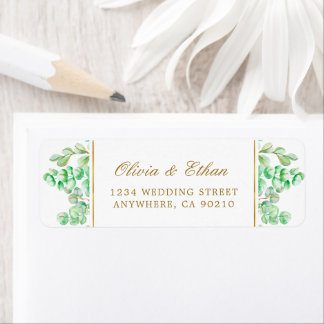 Botanical Gold Greenery Script Return Address